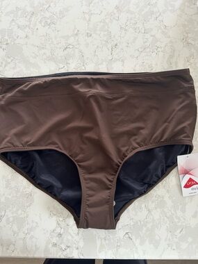 New Lands' End Women's High Waist Bikini Bottoms - Brown